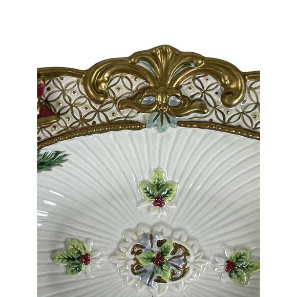 Fitz and Floyd Classics Christmas Florentine Oval Bowl 10” x 8” in Box-Excellent - Picture 5 of 11